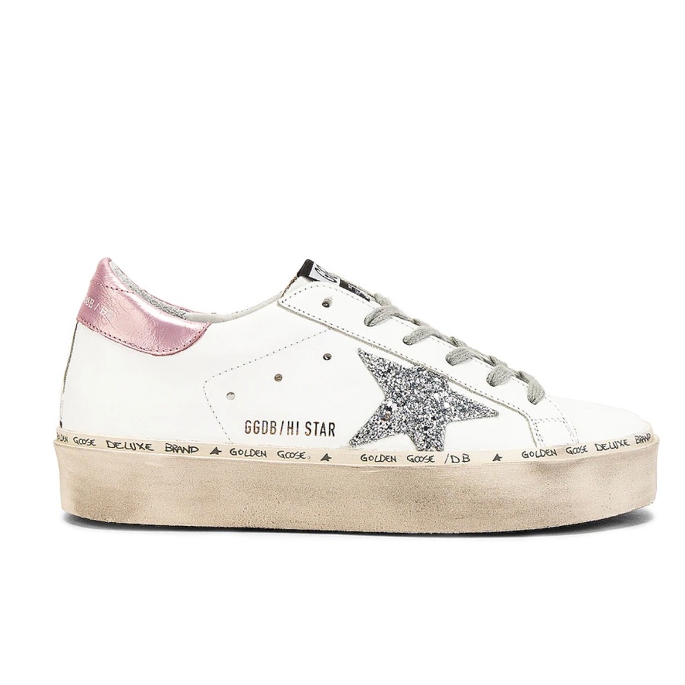 Golden Goose High Star GGDB White Silver Pink